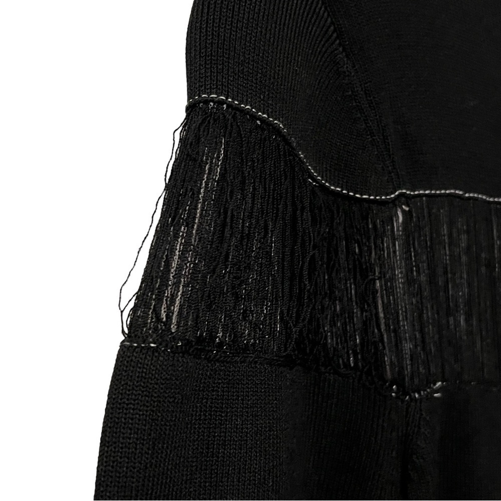 BLACK Sachin & Babi Seraphina Long Sleeve Fringe Knit Black Dress Gown S - Picture 16 of 16
